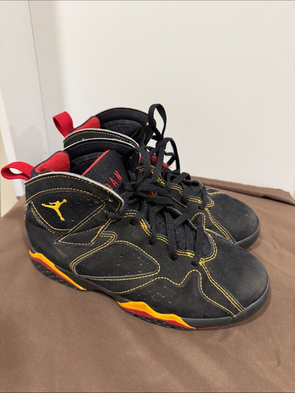 Jordan Kids' Black, Red & Yellow Mid-Top Sneakers